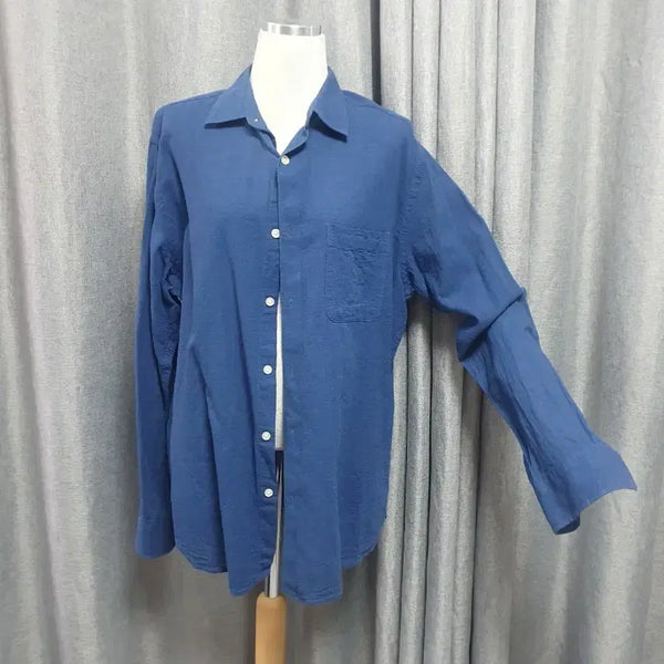 [BUNJANG] Men's Blue Cotton-Blend Shirt / 105마혼방 블루 남방