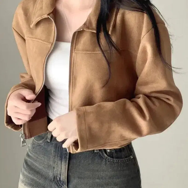 [BUNJANG] Brown Jacket + Denim Mini Skirt Set / 브라운 자켓+데님 미니스커트 세트