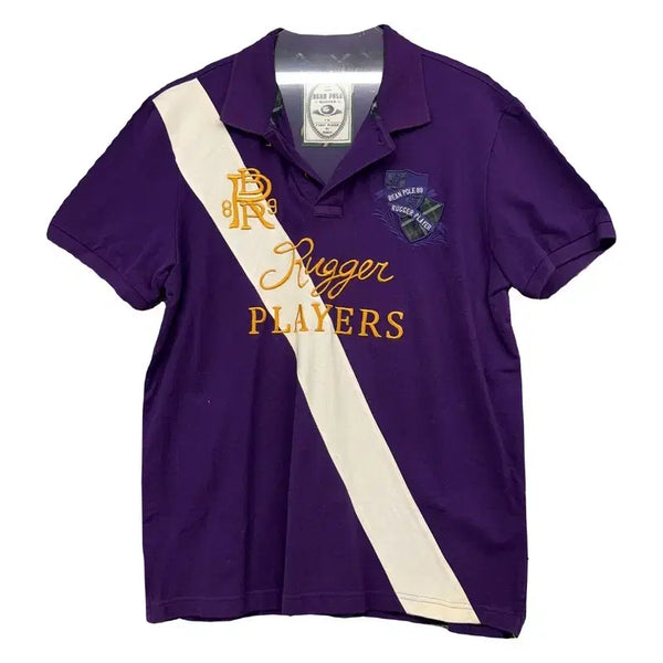 [BUNJANG] Beanpole Vintage Embroidered Purple Logo Short Sleeve Polo Shirt Size 110 / 빈폴 빈티지 자수 퍼플 로고 반팔 카라티 110