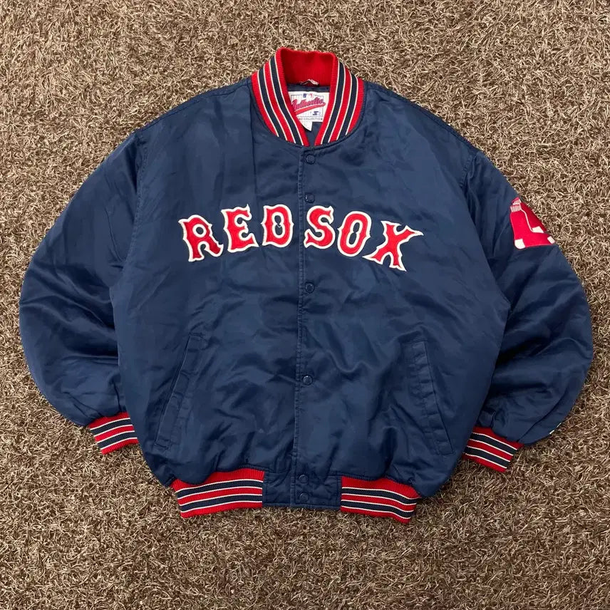 [BUNJANG] L Starter 90s Red Sox Stadium Jumper Varsity Jacket / L 스타터 90s 레드 삭스 스타디움점퍼 바시티 자켓