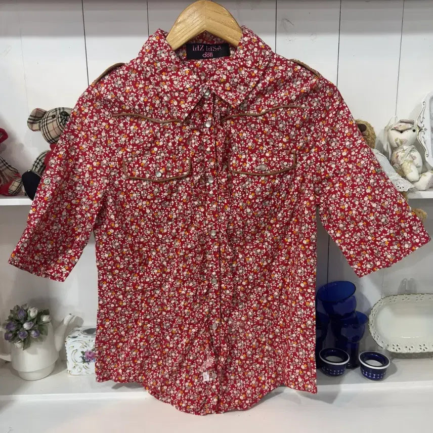 [BUNJANG] Liz Lisa Doll Red Floral Western Shirt M / LIZ LISA doll(리즈리사 돌) 레드 잔꽃 웨스턴 셔츠