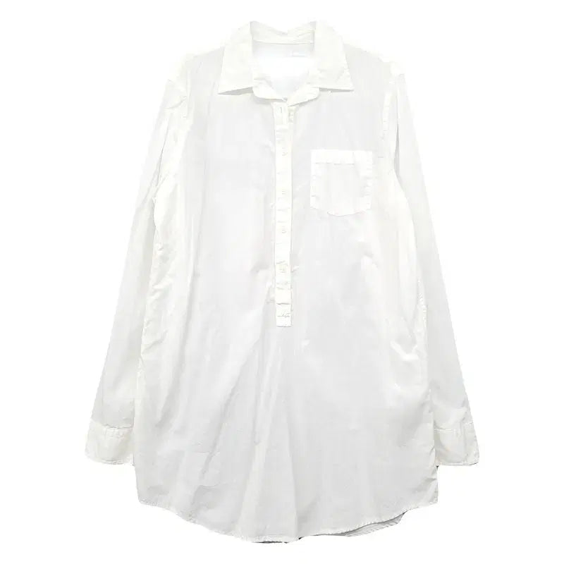 [BUNJANG] Giordano White Long Shirt M / 지오다노 화이트 롱 셔츠 M