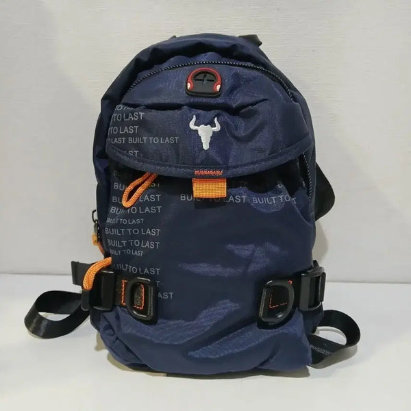 [BUNJANG] Navy Text Pattern Backpack / 백팩