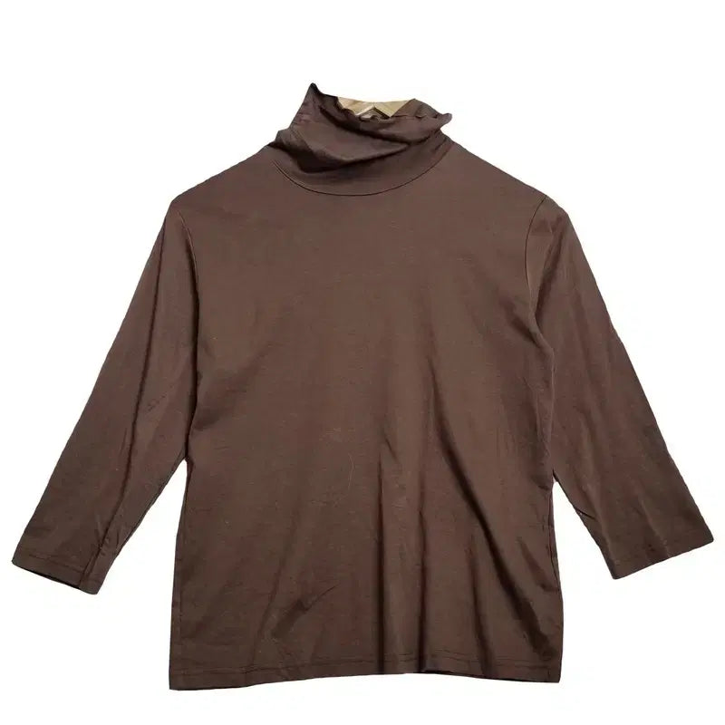 [BUNJANG] JPN Cotton 7-Sleeve Turtleneck Long-Sleeve Knit T-Shirt (M) / JPN 브라운 7부 터틀넥 긴팔 니트 [M] 여성 코튼 폴라 티셔츠