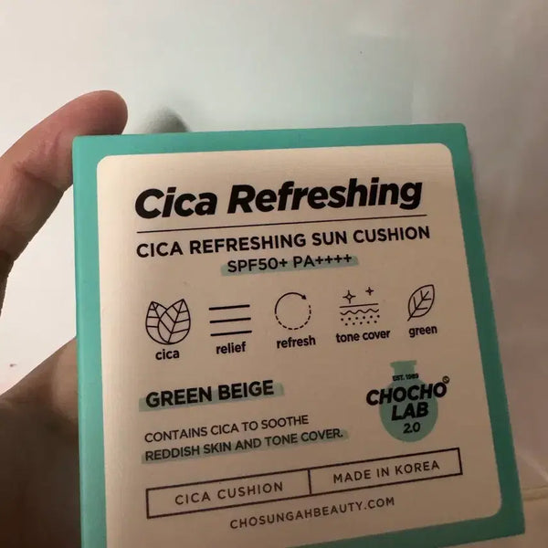 [BUNJANG] Chosungah Beauty Cica Refreshing Sun Cushion SPF50+ PA++++ / 조성아뷰티 시카 리프레싱 썬쿠션 선쿠션 그린 베이지 새제품