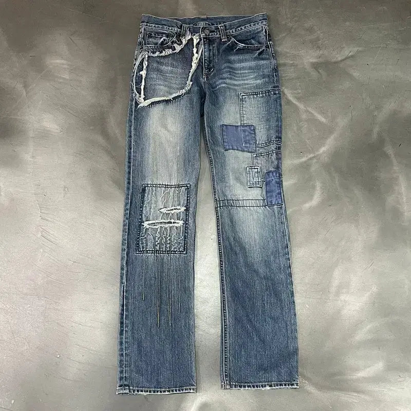 [BUNJANG] Grunge Patchwork Denim Pants / 존불 그런지 패치워크 데님팬츠 y18589
