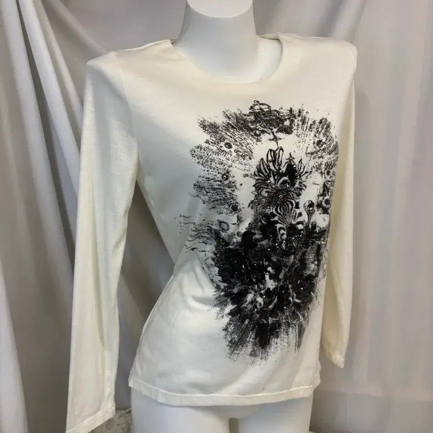 [BUNJANG] Rampage White Printing Detail Long Sleeve T-Shirt / rampage 화이트 프린팅 디테일 긴팔티 #csz875