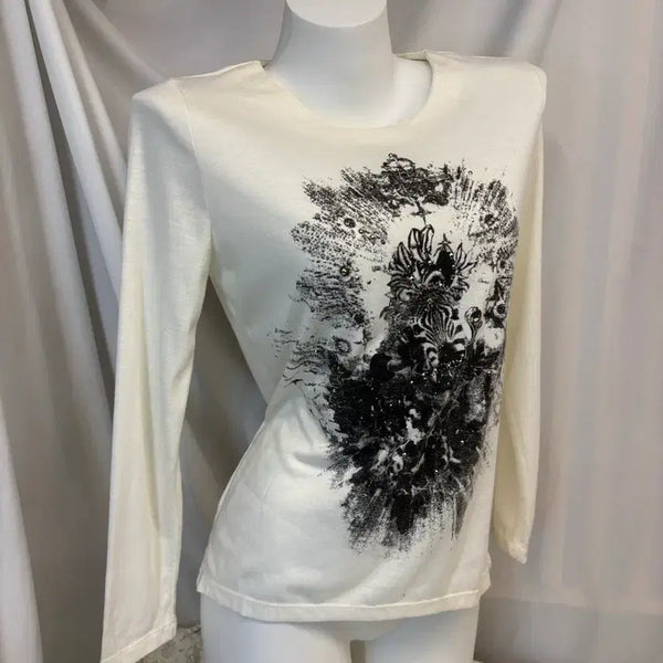[BUNJANG] Rampage White Printing Detail Long Sleeve T-Shirt / rampage 화이트 프린팅 디테일 긴팔티 #csz875