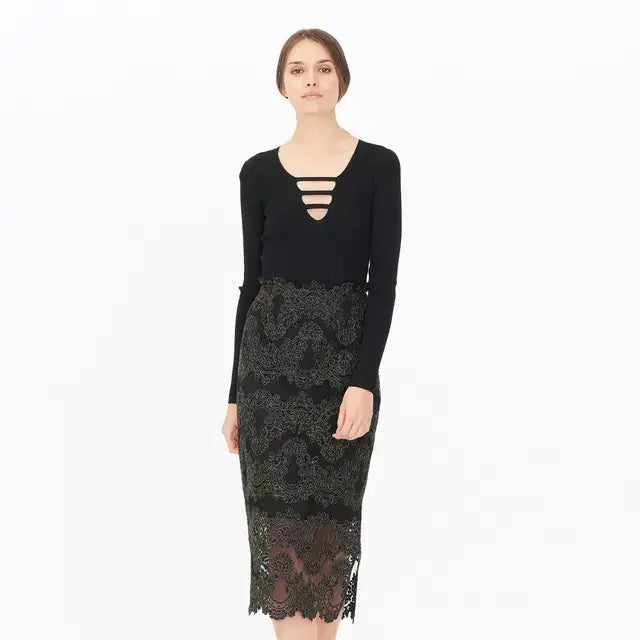 [BUNJANG] Sandro Metallic Lace Skirt / 산드로 SANDRO 메탈릭 레이스 스커트 (2)