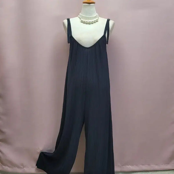 [BUNJANG] Dark Navy Pleated Jumpsuit / 다크네이비 플리츠 점프수트