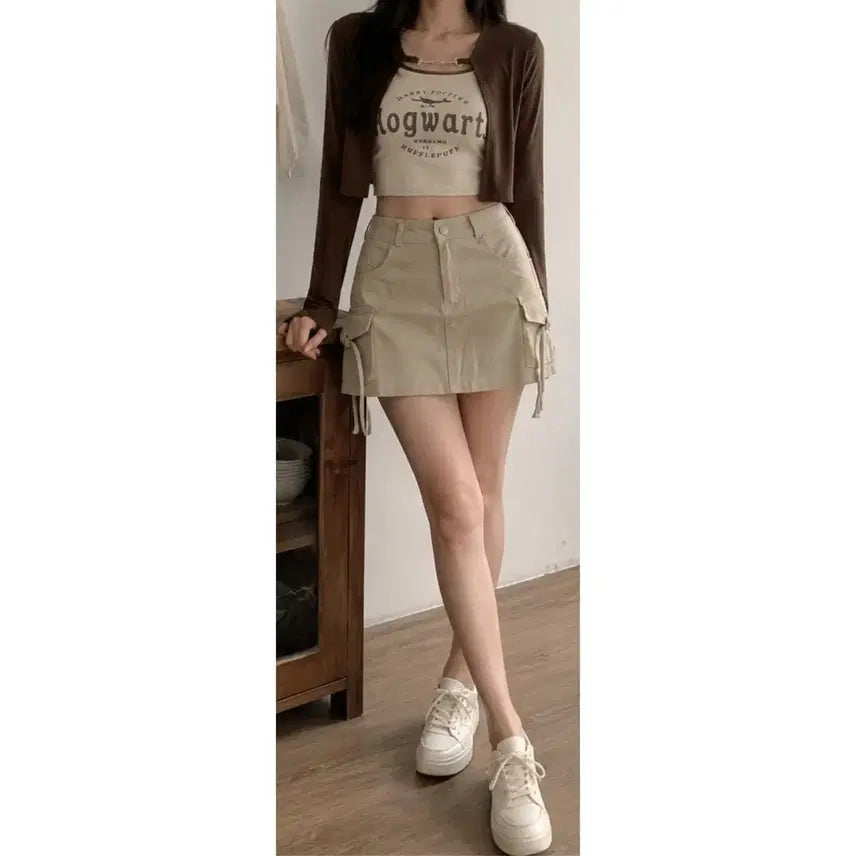 [BUNJANG] 3-Piece Coordi Set: Sleeveless Top, Cardigan, and Skirt (Size S) / 나시 + 가디건 + 스커트 코디 세트 (S 사이즈)