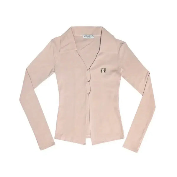 [BUNJANG] Newearlin Peach Pink Shirt Top / 배송비포함) 뉴얼린 셔츠탑 피치 핑크