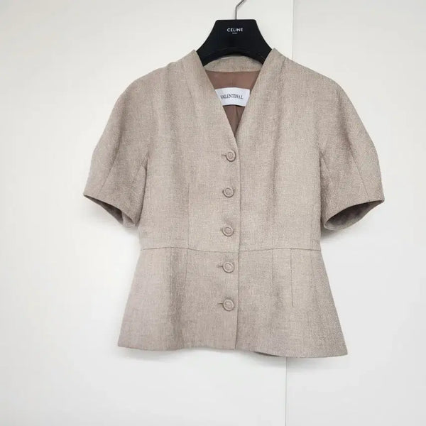 [BUNJANG] Valentinael Short Sleeve Jacket Beige / 발렌티나엘 반팔 자켓 베이지