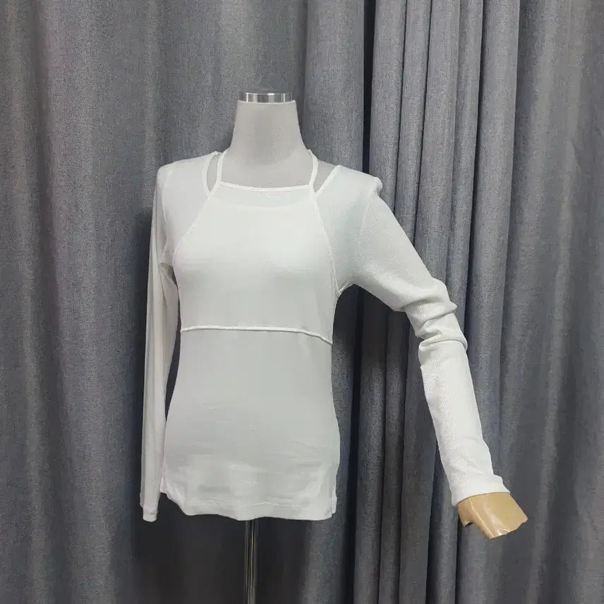 [BUNJANG] White Long Sleeve Top with String Detail / 끈디테일 화이트 롱슬리브
