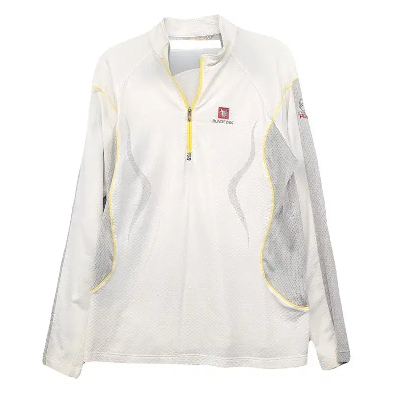 [BUNJANG] Blackyak White Functional Half-Zip Long Sleeve T-Shirt / 블랙야크 화이트 등산 기능성 반집업 긴팔티 95