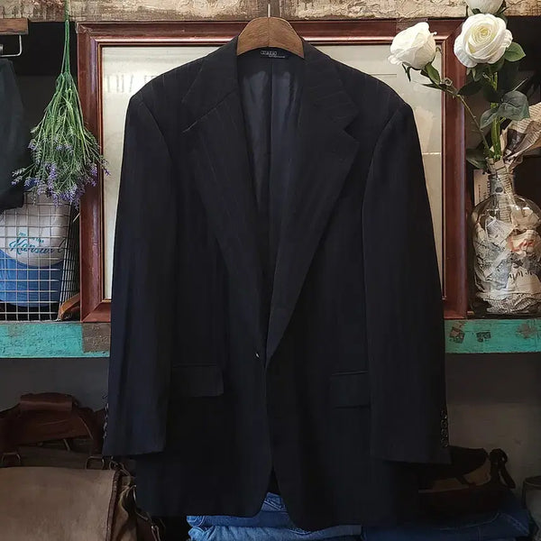 [BUNJANG] Polo Ralph Lauren 90s Navy Stripe Wool Blazer Jacket M / 90s 폴로 블레이져 자켓 랄프로렌 네이비 스트라이프 스포츠자켓 M