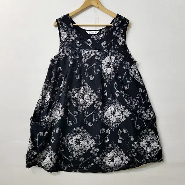 [BUNJANG] Printed Cotton Dress Black White / 프린트 코튼 원피스 블랙 화이트