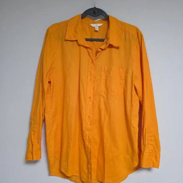 [BUNJANG] H&M Linen Blend Shirt Orange / H&M 오렌지 린넨 블렌드 셔츠 M