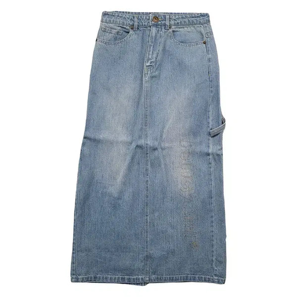 [BUNJANG] Fancy Club Vintage Light Wash Denim Long Skirt (Size S) / 팬시클럽 빈티지 연청 워싱 데님 스커트 S