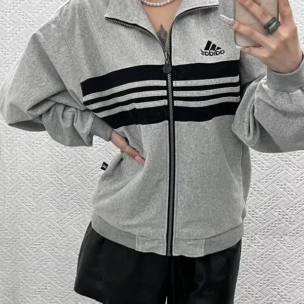 [BUNJANG] Adidas Vintage Casual Retro Sweat Zip-Up Jersey 95 / 아디다스 빈티지 캐주얼 레트로 스웻 져지 집업 95 C13260