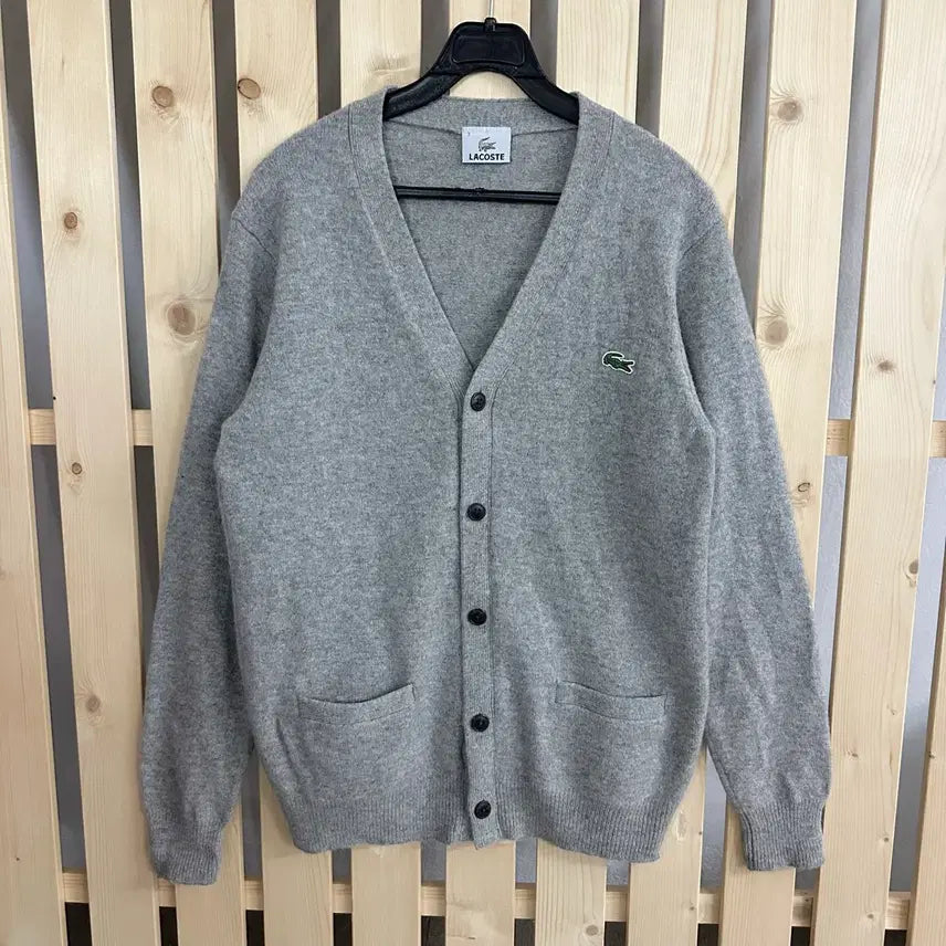 [BUNJANG] Lacoste Knit Cardigan Gray / (M) 라코스테 니트 가디건 그레이