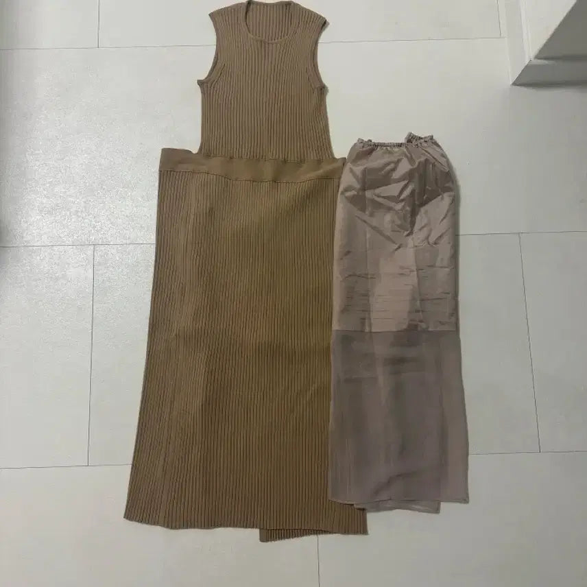 [BUNJANG] Ssiee Apron Wrap Sleeveless Dress Camel S / 시에 에이프런 랩 슬리브리스 원피스 카멜 S