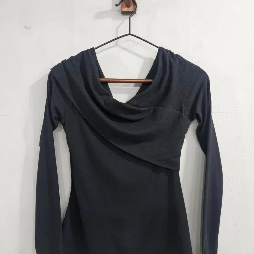 [BUNJANG] Theory Black Drape Long Sleeve T-Shirt / 띠어리 블랙 드레이프 여성 긴팔티