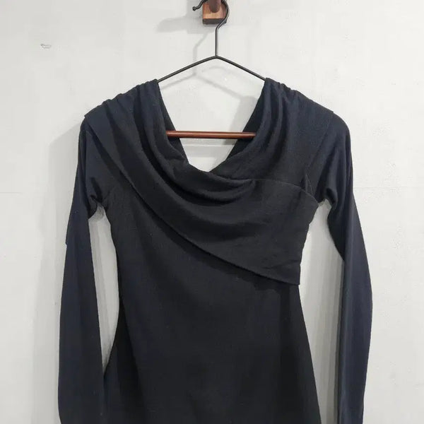 [BUNJANG] Theory Black Drape Long Sleeve T-Shirt / 띠어리 블랙 드레이프 여성 긴팔티