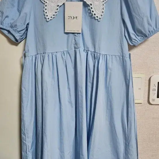 [BUNJANG] JYBE Lace Collar Dress Sky Blue / JYBE 레이스 칼라 원피스 하늘색 새제품