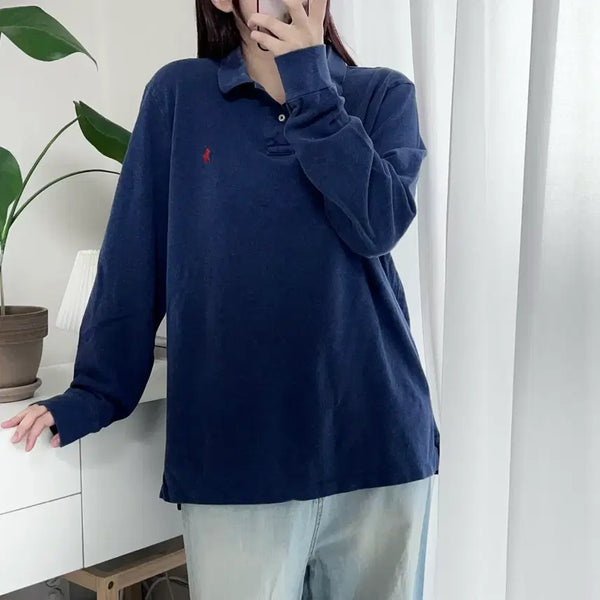 [BUNJANG] Polo Ralph Lauren Long Sleeve Polo Shirt - Navy / Red Pony (XL) / [정품] 폴로 네이비 / 레드포니 긴팔카라티 [ XL ]