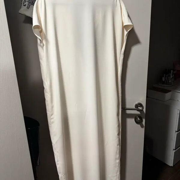 [BUNJANG] White Tie Detail Short Sleeve Maxi Dress / 타이 롱 원피스