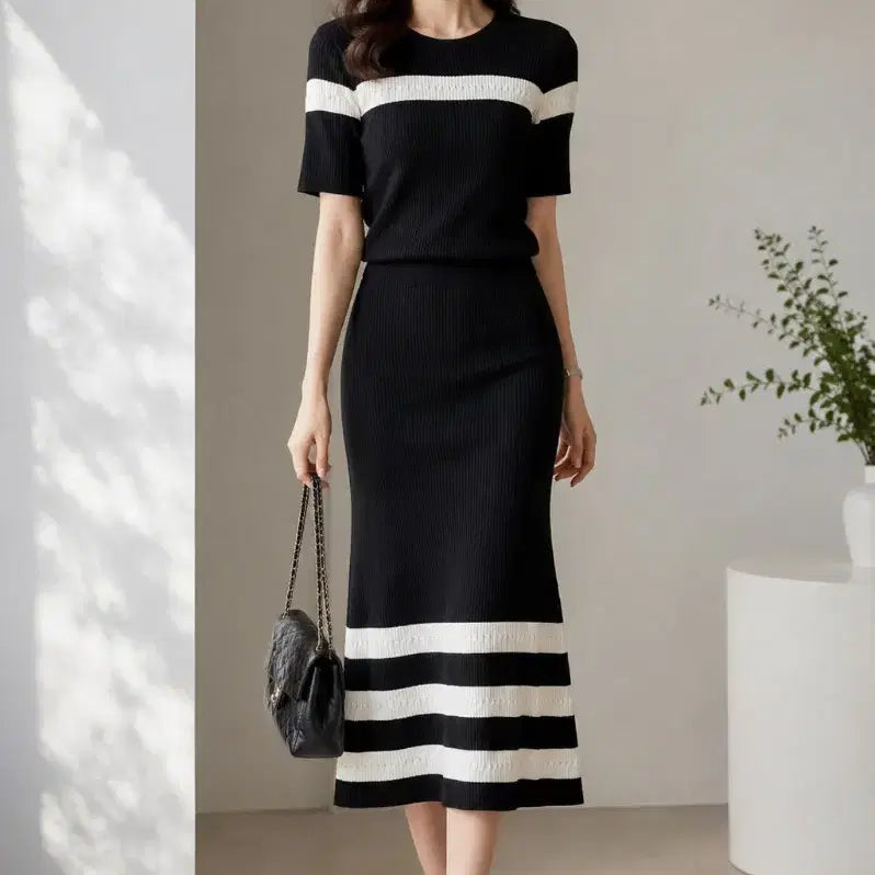 [BUNJANG] Jigott 100% Rayon Knit Two-Piece Set / 지고트 레이온100 니트 투피스