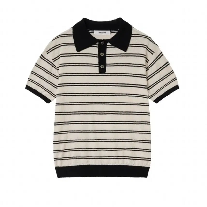 [BUNJANG] Allene Striped Boucle Polo Knit Cream / [1] 알렌느 스트라이프 부클 폴로 니트 크림