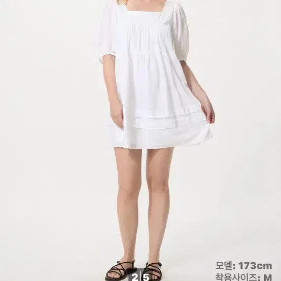 [BUNJANG] Cotton Dobby Mini Dress (Short Sleeve) White / 코튼도비 미니 원피스 (반팔) 화이트