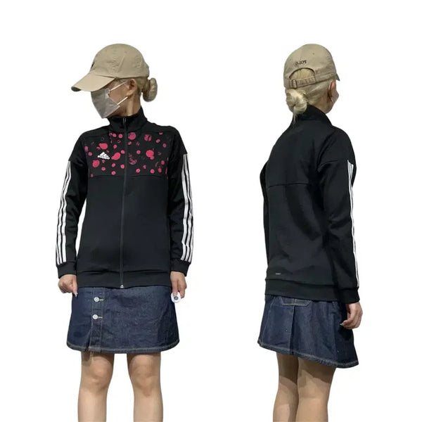 [BUNJANG] Adidas Black Dot Pink 'What The K' White Three-Stripes Track Top Jersey / 아디다스 블랙 도트 핑크 와투케 화이트 삼선 트랙탑 져지