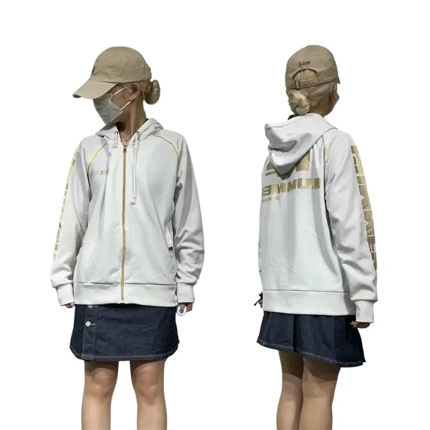 [BUNJANG] Vintage White Big Logo Oversized Hoodie Track Jacket Jersey L / 빈티지 화이트 후드집업 빅 로고 오버핏 트랙탑 져지 L