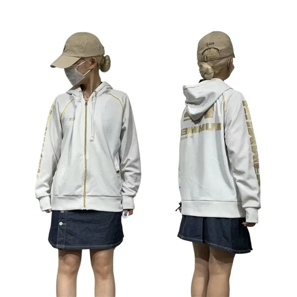 [BUNJANG] Vintage White Big Logo Oversized Hoodie Track Jacket Jersey L / 빈티지 화이트 후드집업 빅 로고 오버핏 트랙탑 져지 L