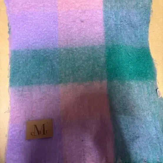 [BUNJANG] Musent Checkered Scarf (Purple/Mint/Pink) / 체크 무늬 스카프 (퍼플/민트)
