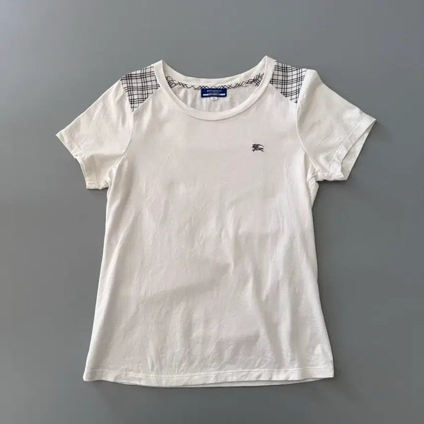 [BUNJANG] Burberry Blue Label Logo Check Short-Sleeve T-Shirt / 버버리 블루라벨 burberry 로고 체크 반팔 티셔츠