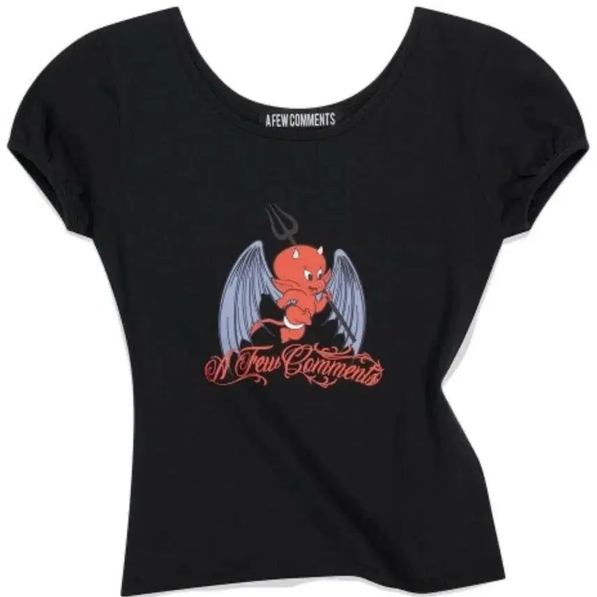 [BUNJANG] Apieu Comments Baby Satan Short Sleeve T-Shirt Black / 어퓨커멘츠 베이비사탄 반팔티