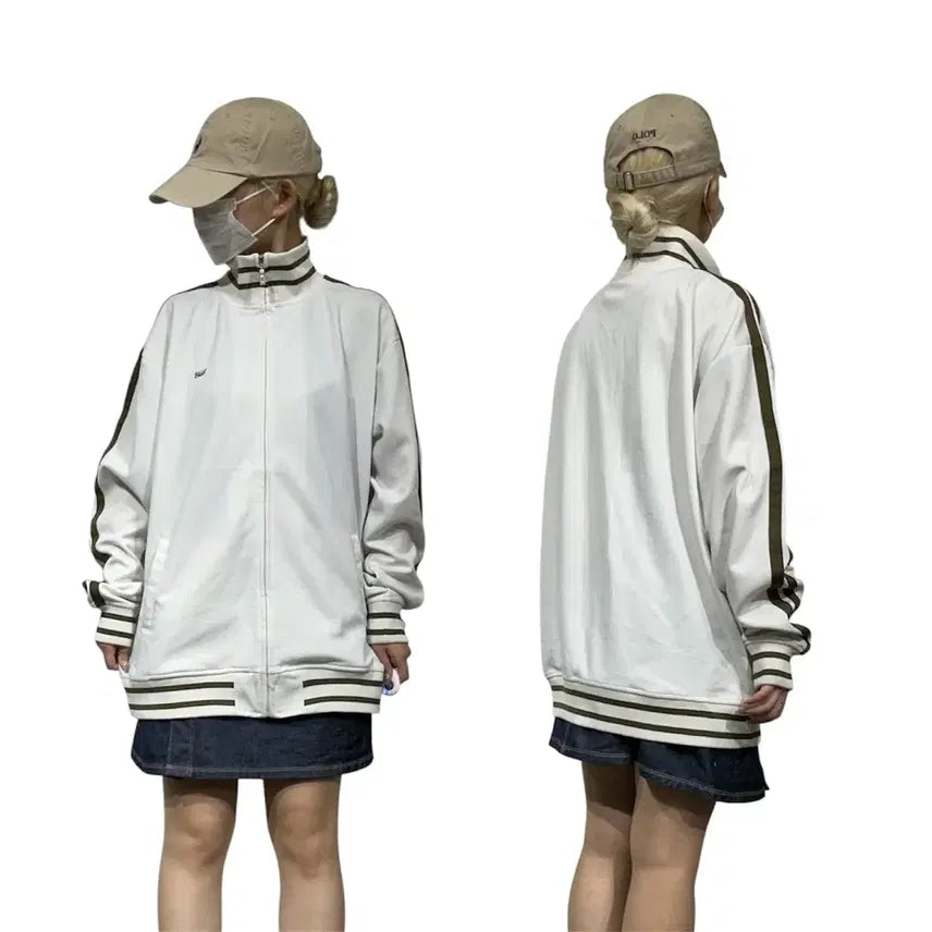 [BUNJANG] Vans White Black Side Line Oversized Track Top Jersey XL / 반스 화이트 블랙 사이드 라인 오버핏 트랙탑 져지 XL