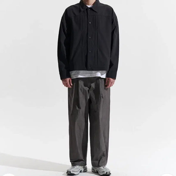 [BUNJANG] ZERO Charcoal Wide Pants (M) - Unisex, Adjustable Waist / 제로 무신사 차콜 와이드 팬츠 M 공용가능 스트링조절가능