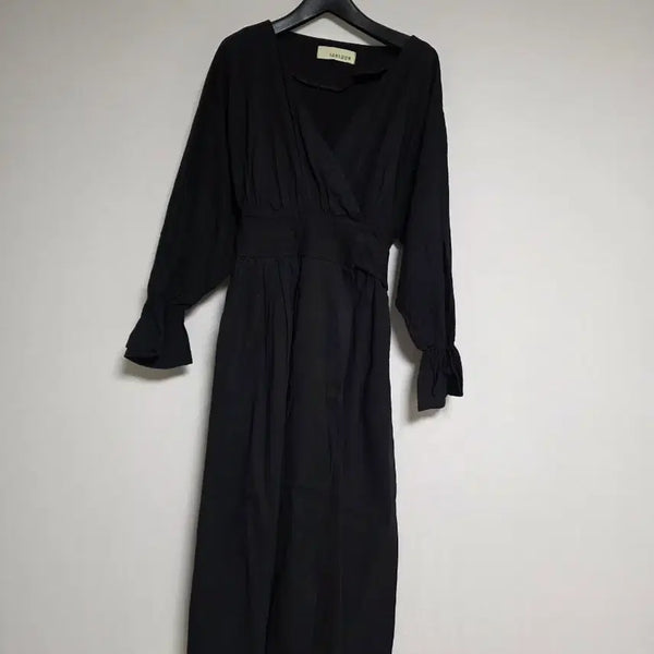 [BUNJANG] Black Wrap Long Dress (Free Size) / 블랙 랩 롱 원피스 FREE