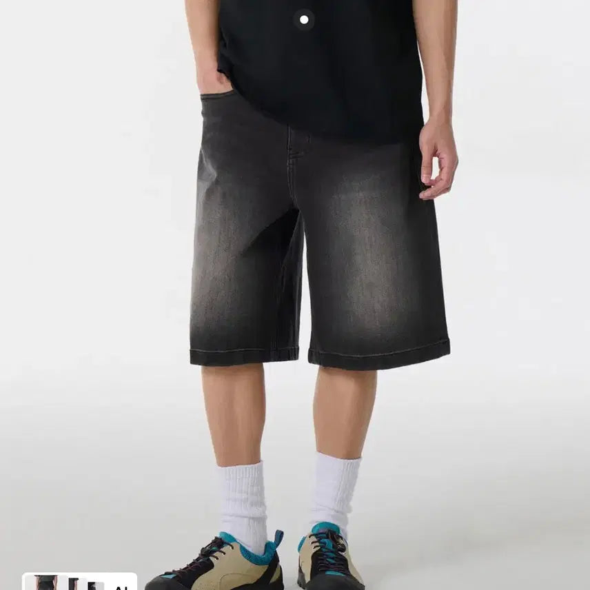 [BUNJANG] Coolstandard Big Brush Bermuda Denim Pants (Black) / 쿨탠다드 빅 브러쉬 버뮤다 데님 팬츠(블랙) 허리33