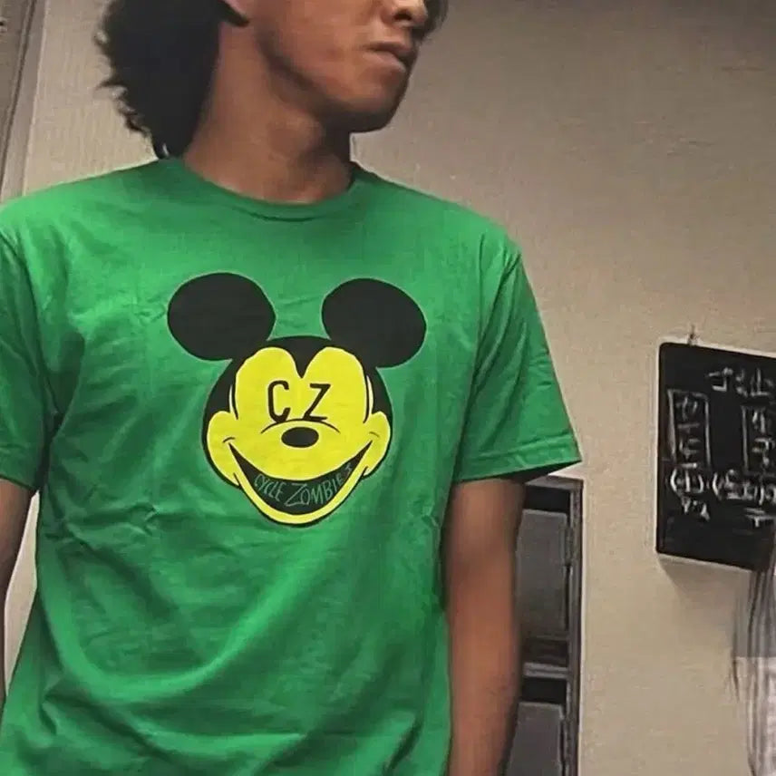 [BUNJANG] Cycle Zombie Mickey Mouse Green T-Shirt XL / 사이클좀비 미키마우스 그린 티셔츠 XL 모터사이클 서핑 스케이트