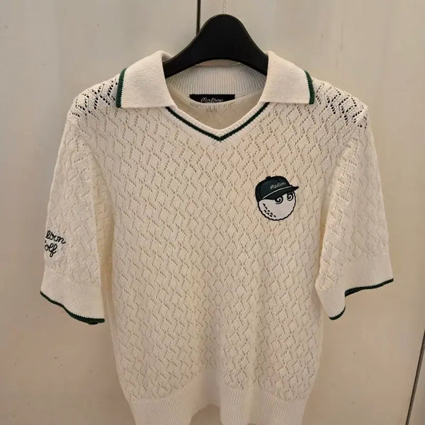 [BUNJANG] Malbon Golf Women's Short Sleeve Knit - Size S / 말본 골프 정품 여성 반팔 니트 s 스몰