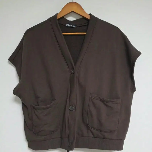 [BUNJANG] Brown Sweatshirt Vest / 브라운 맨투맨 베스트(프리