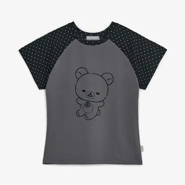 [BUNJANG] Hug Your Skin x Kogurakun Dot Raglan Tee (Charcoal) / 허그유어스킨 코리락쿠마 도트 레글런 티 (차콜)