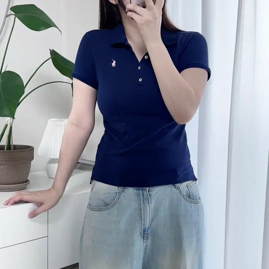[BUNJANG] Polo Ralph Lauren Navy/Pink Pony Short Sleeve Pique Polo Shirt / 폴로 네이비 / 핑크포니 반팔카라티 [ L(12-14) G ]
