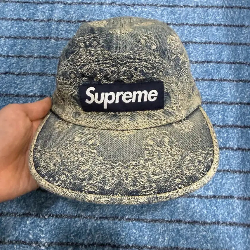 [BUNJANG] Supreme Bandana Jacquard Denim Camp Cap Blue / 슈프림 반다나 자카드 데님 캠프캡 블루 - 25SS